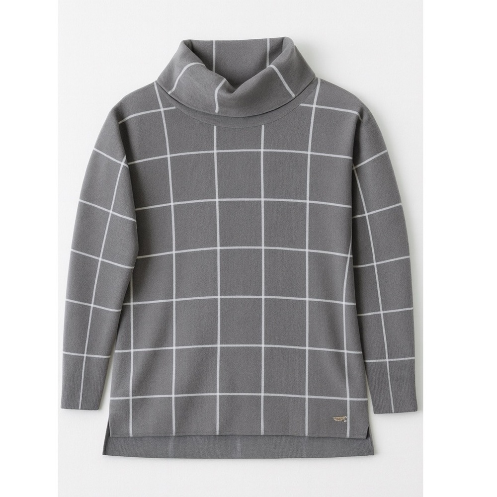 🎅 3/$15 SALE Calvin Klein Women's Gray Windowpane Cowl Neck Sweater - Medium - Picture 9 of 9